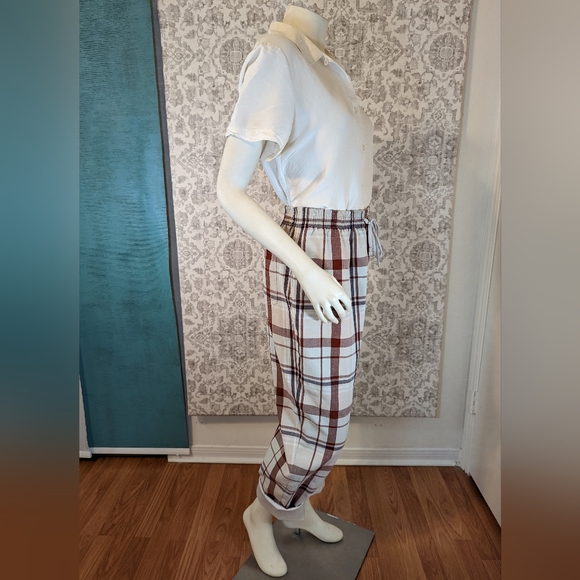 Wilfred Aritzia Soleste Plaid High Rise Pull On cuffed Pant size Large - Picture 7 of 13